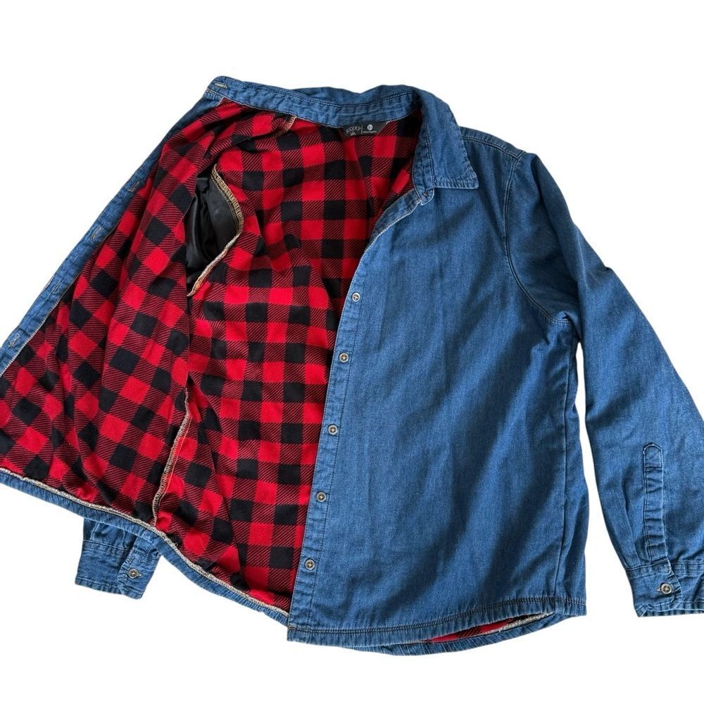 Lee Riders Barn Chore Jean Shirt Jacket Shacket Buffalo Flannel Lined Women's L